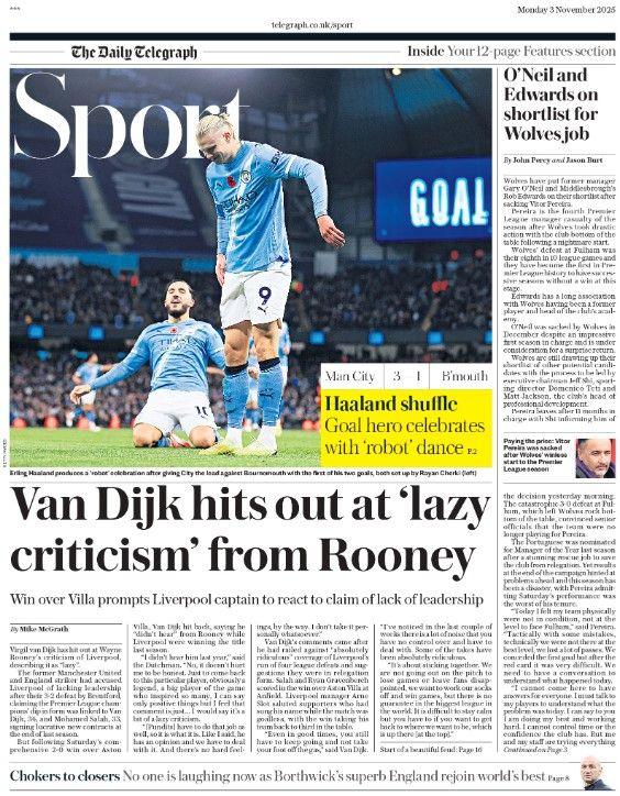The Daily Telegraph sports section