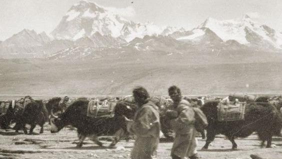 Photograph taken in 1924 of the Everest expedition by Bentley Beetham