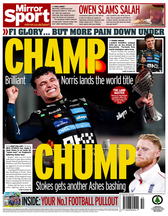 Mirror back page: 'Champ & chump'