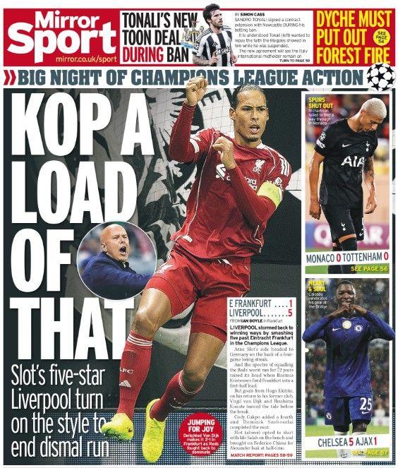 The back page of the Daily Mirror