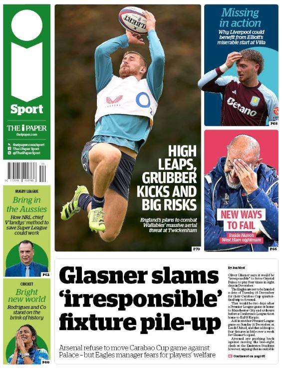 Back page of the i on 1 November 2025