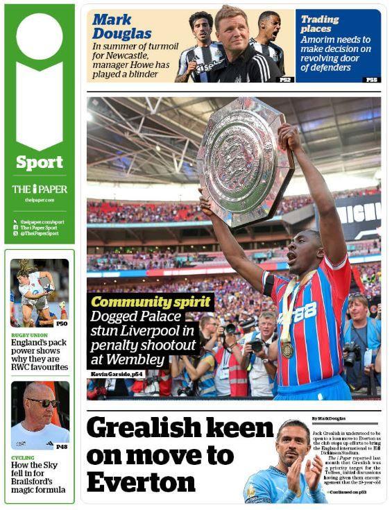 Back page of the i paper on 11 August 2025