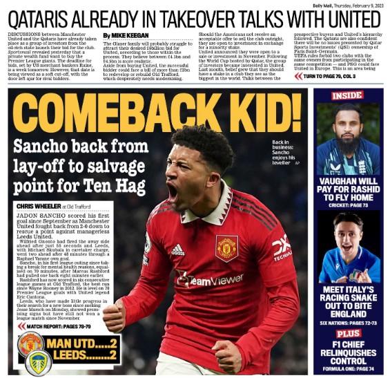 The back page of the Daily Mail