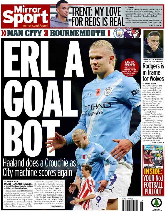 The back page of the Daily Mirror