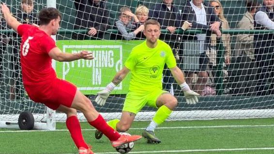 Josh Addison makes a save