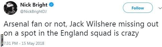 Jack Wilshere tweet