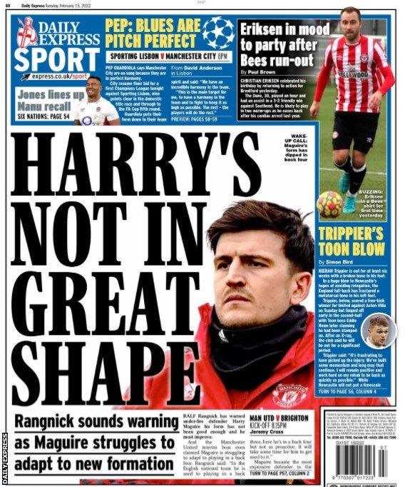 The back page of the Daily Express