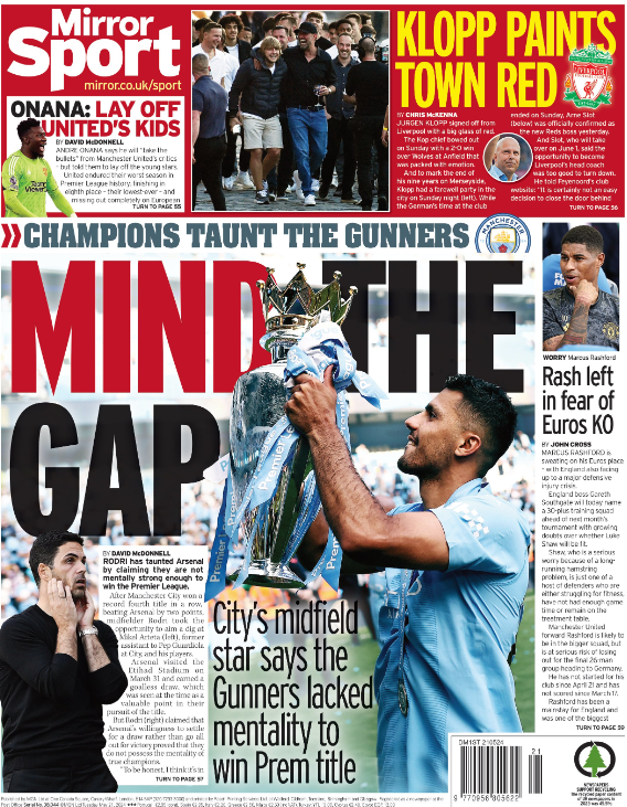 The back page of the Mirror