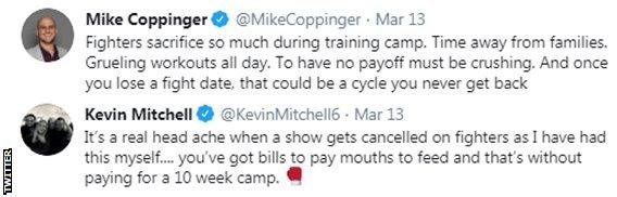 Journalist Mike Coppinger and former boxer Kevin Mitchell show sympathy towards Michael Conland after the Belfast boxers fight was cancelled due to coronavirus.