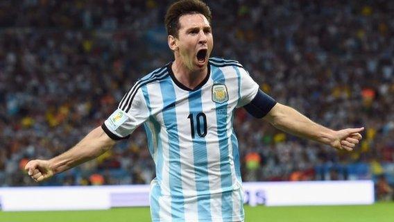 Lionel Messi in action for Argentina against Bosnia