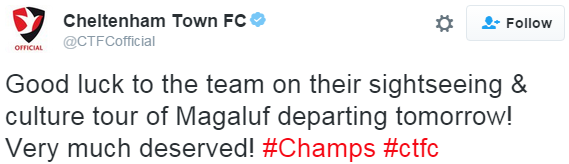 Cheltenham Town tweet