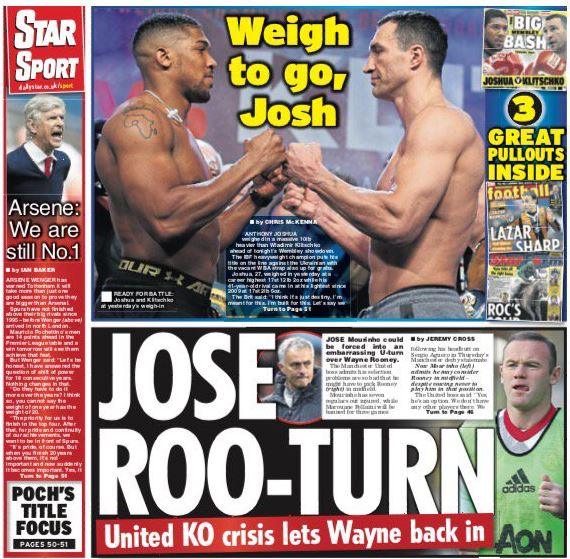 Saturday's Daily Star back page