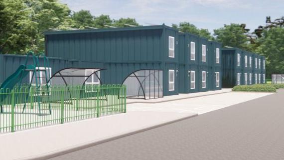 Artist's impression of what the modular, relocatable houses will look like.