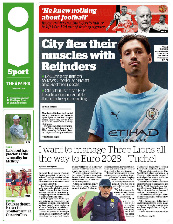 Back page of the i on 12 June 2025