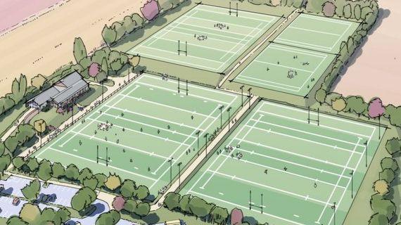 A drawing of what the new pitches could look like. There are four very large pitches visible surrounded by countryside.