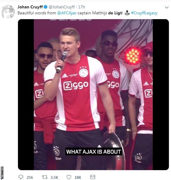 Matthijs de Ligt also gave a moving speech referencing the late Johan Cruyff