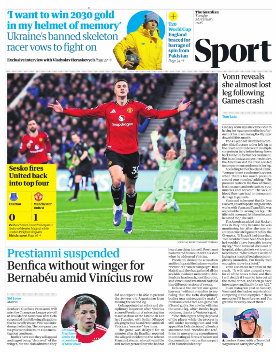 Guardian back page 