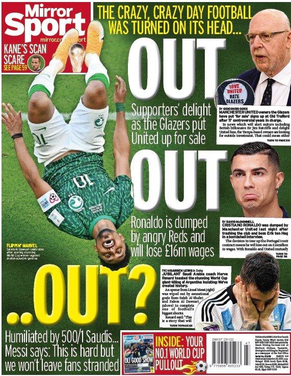 The back page of the Daily Mirror