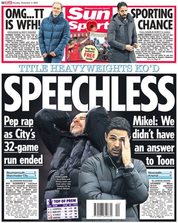 Back page of The Sun on Sunday on 3 November 2024 