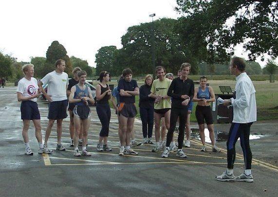 Runners stand in Bushy Park in 2004