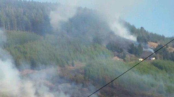 Fire on hillside at Ogmore Vale