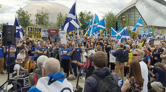 BBC protest outside BBC Scotland's Glasgow HQ