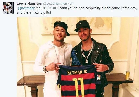 Lewis Hamilton with Neymar