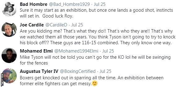 Boxing fans on Twitter say that despite it being an exhibition bout, both Mike Tyson and Roy Jones Jr will be looking for the knockout