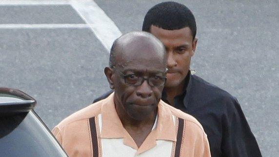 Jack Warner leaves an emergency cabinet meeting in Trinidad, 21 April