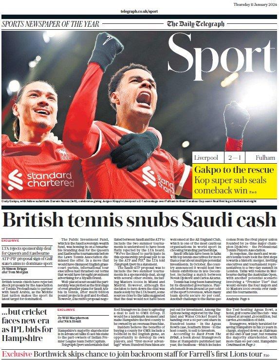 The Daily Telegraph sports section