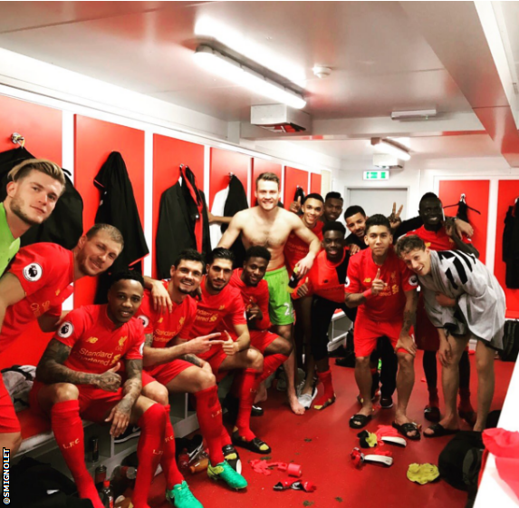 Simon Mignolet and his Liverpool team-mates