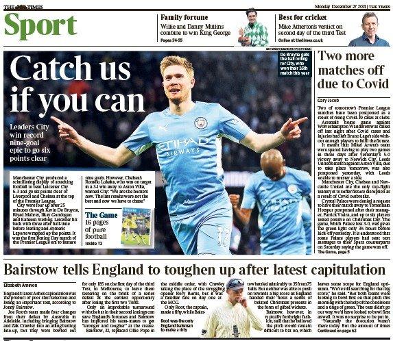 The back page of The Times
