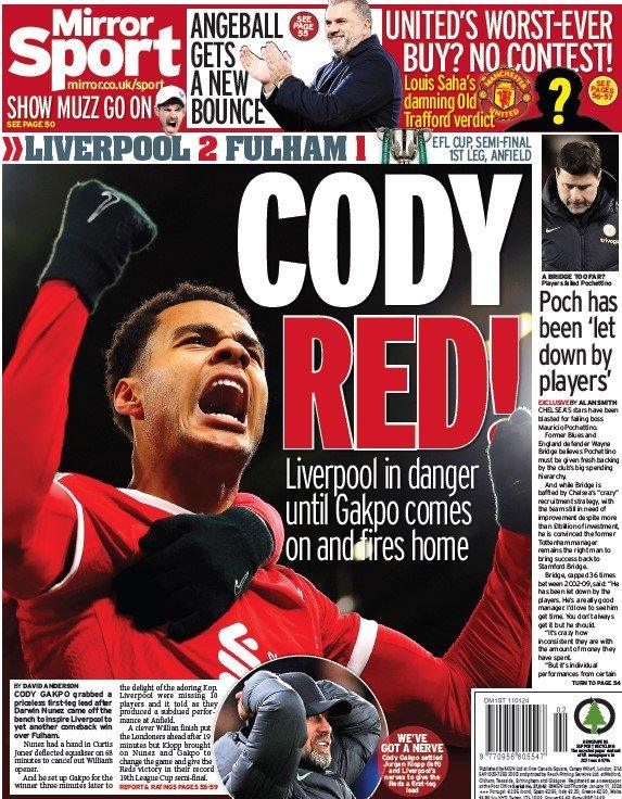 The back page of the Daily Mirror