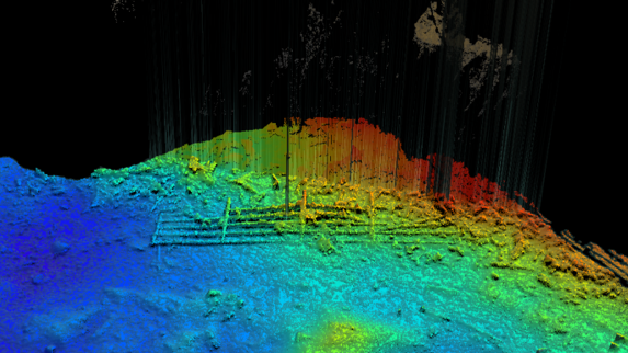 Laser scan of lost railings on sea floor 