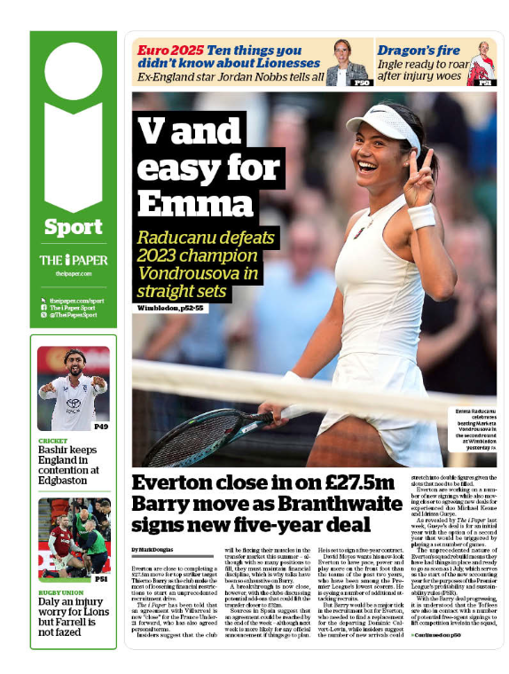 The i paper's sport section
