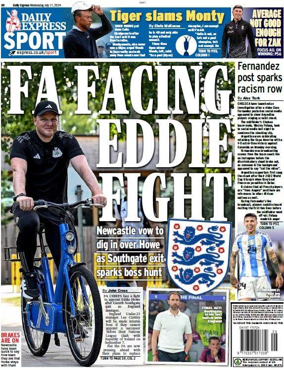 The back page of the Daily Express