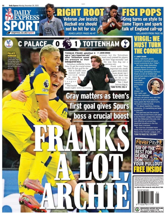 Back page of the Express