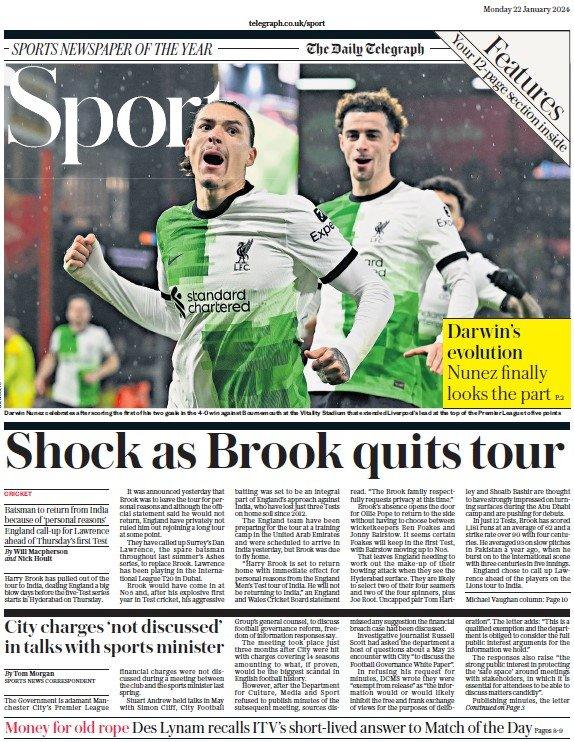 The Daily Telegraph sports section