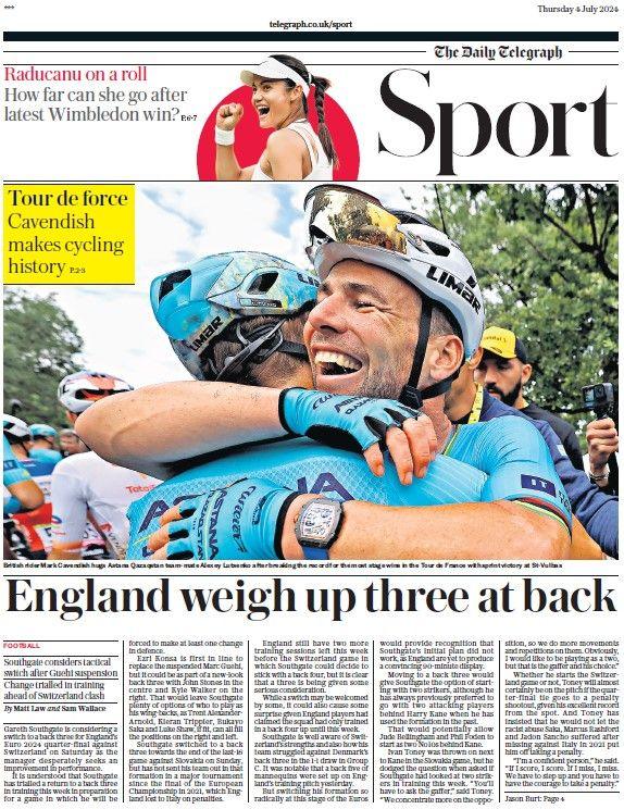 The Daily Telegraph sports section 