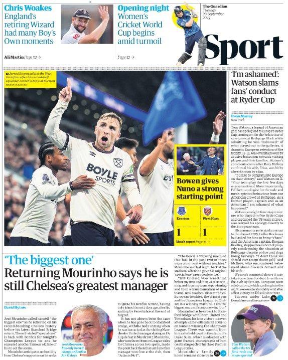 The back page of the Guardian