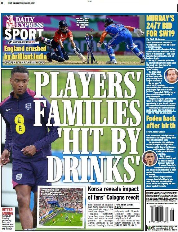 The back page of the Daily Express