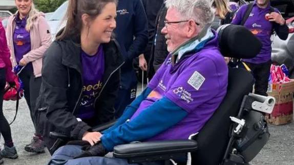 Rob Burrow's widow, Lindsey Burrow, with Ian Flatt Whernside in North Yorkshire