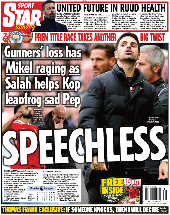 Back page of the Daily Star Sunday on 3 November 2024