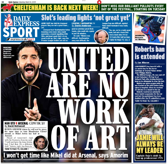 Back page of the Daily Express on 9 March 2025