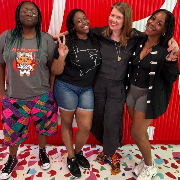 Adaobi, Deanne, Woman's Hour presenter Nuala McGovern and Iesha