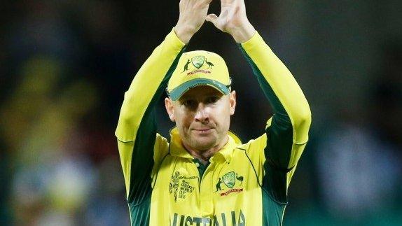 Michael Clarke waves to the crowd