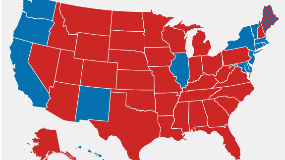 Electoral map of US if only men voted