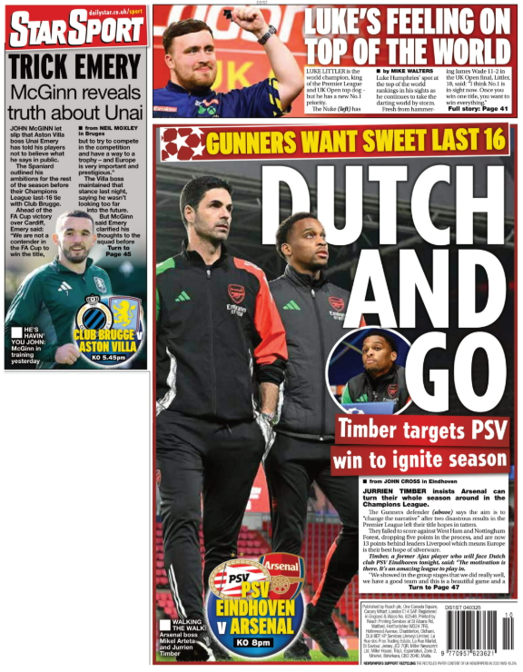 Back page of the Daily Star on 4 March 2025