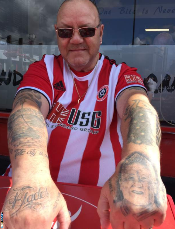 Fan with Chris Wilder tattoos