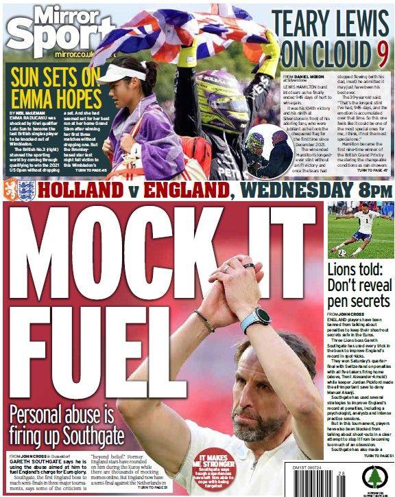 The back page of the Daily Mirror